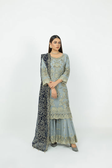 Grey Formal Gharara Set 2879