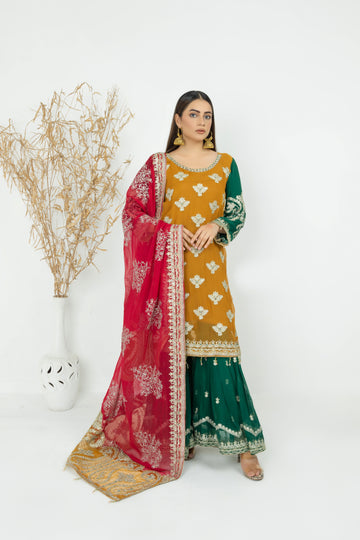 Multi Color Crinkle Shiffon Gharara 2730