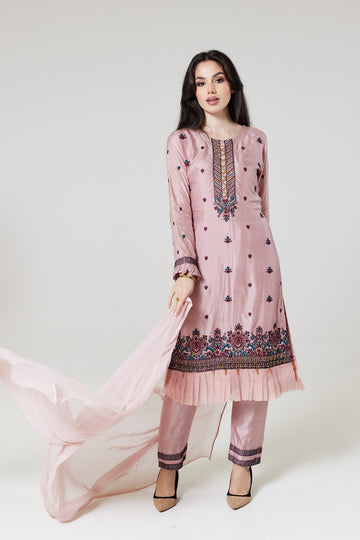 Pink Embroidered Linen suit MM07