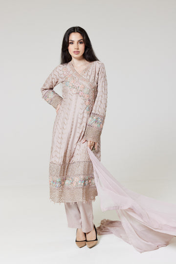 Light Pink Embroidered Linen Suit LP949