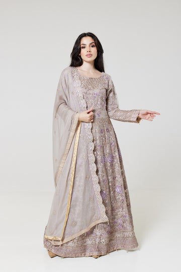 Lilac Embroidered Chiffon Suit L1252