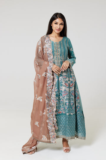 Sage Green Embroidered Chiffon Suit G1548