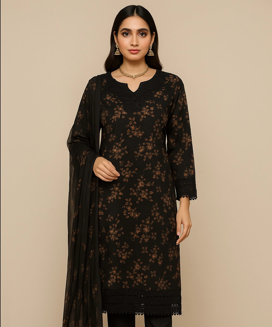 Black embroidery dress