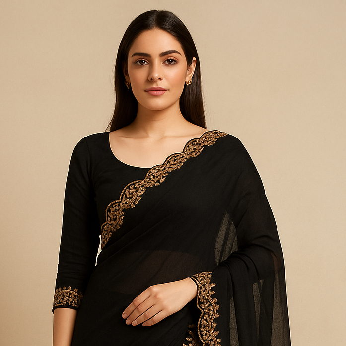 black saree formal wear
