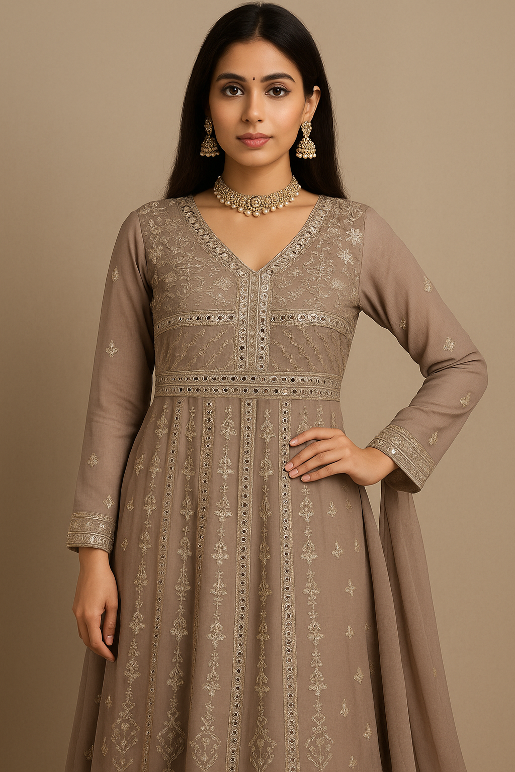 Mirror work long dress