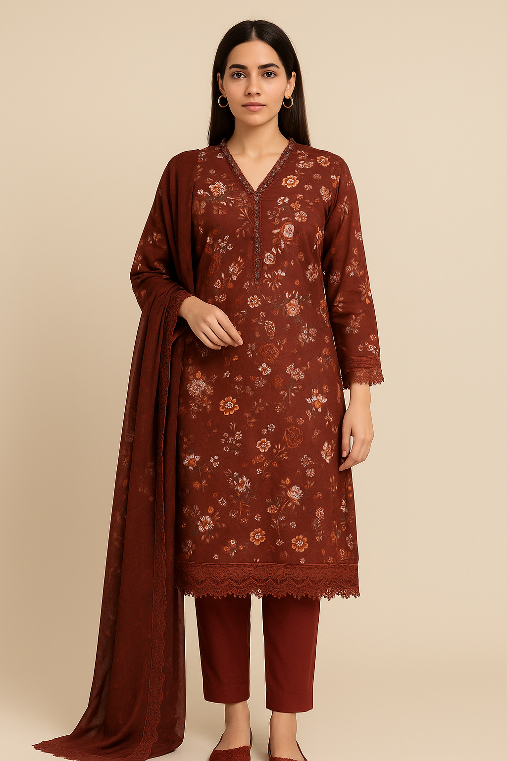 printed embroidery  dress