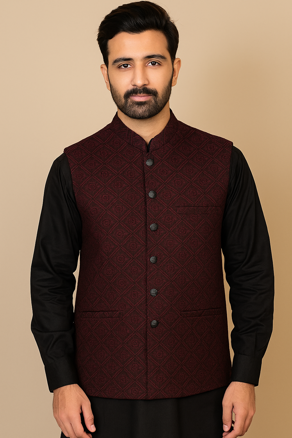 Maroon waist coat