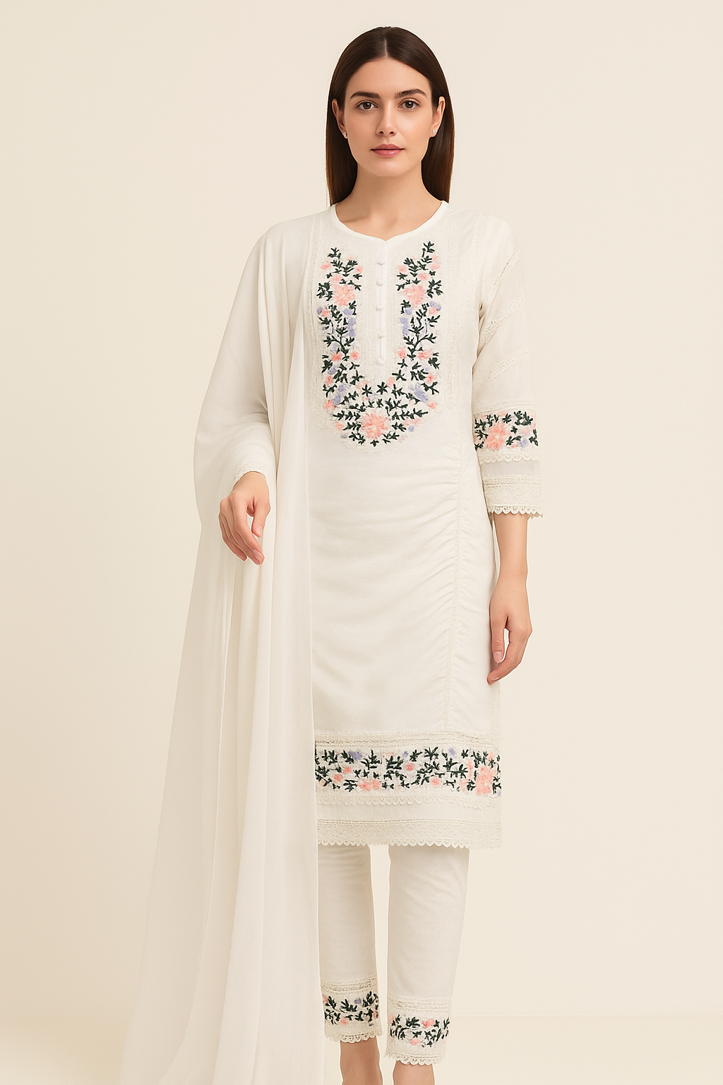 white embroidery dress
