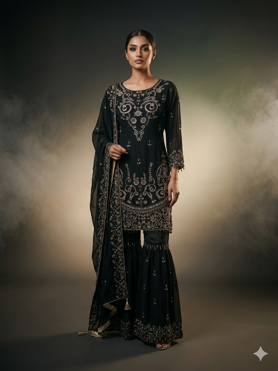 Black chiffon sharara