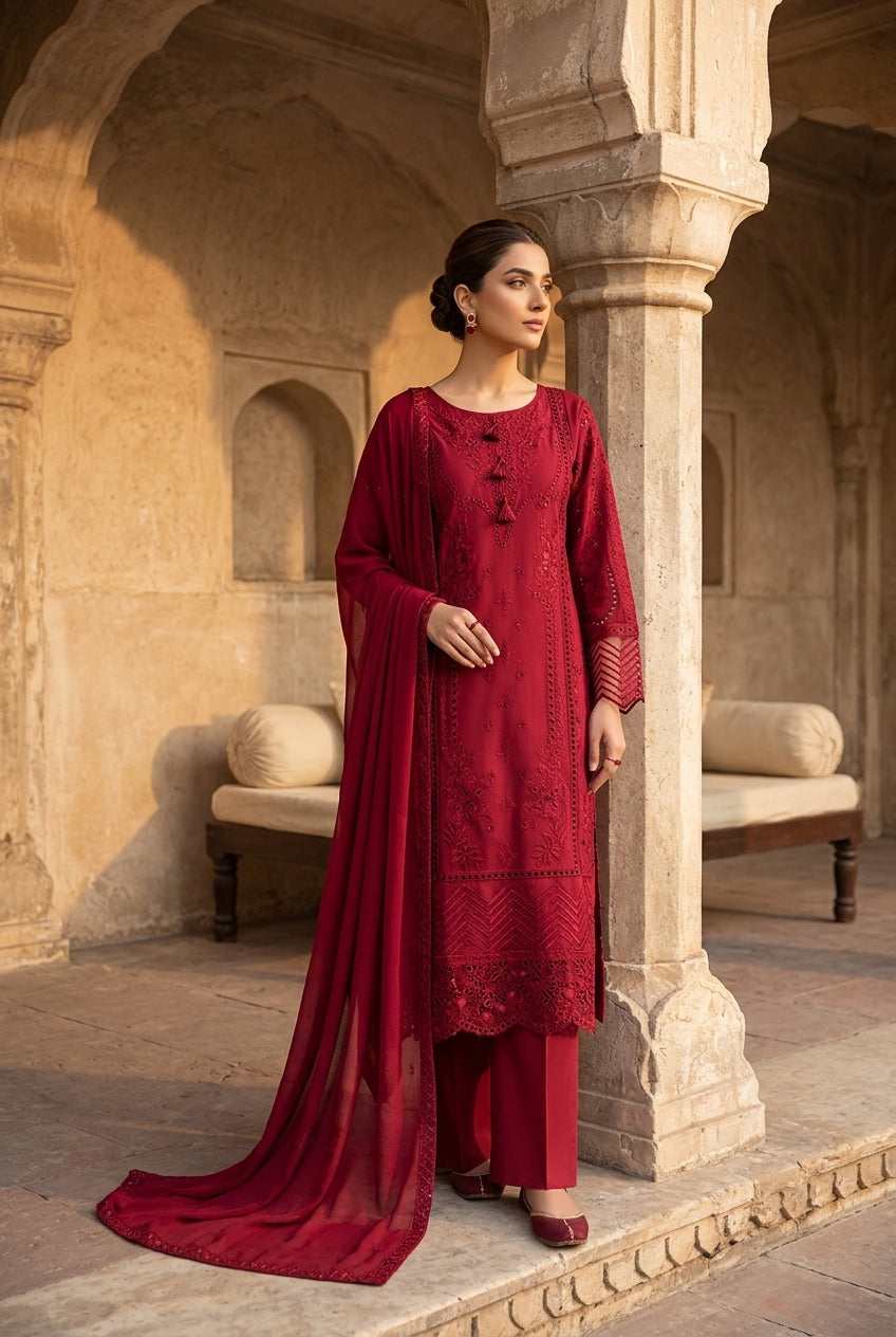 Maroon 3pc suit