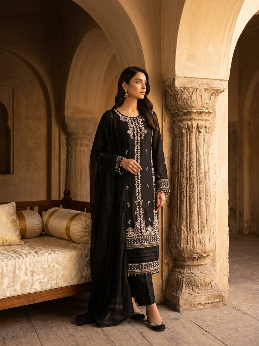 Black Linen 3pc dress