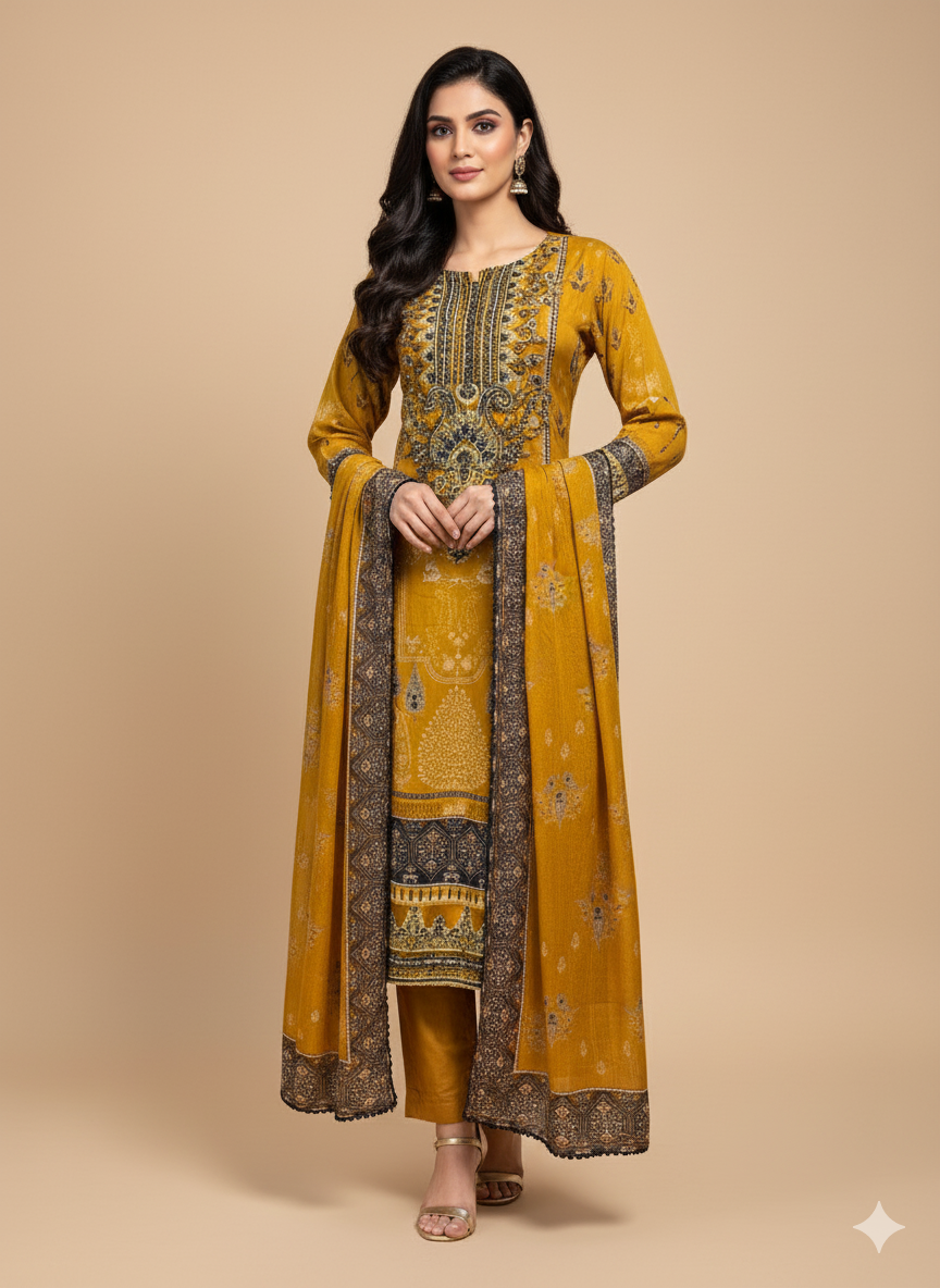 Mustard dress 3 piece
