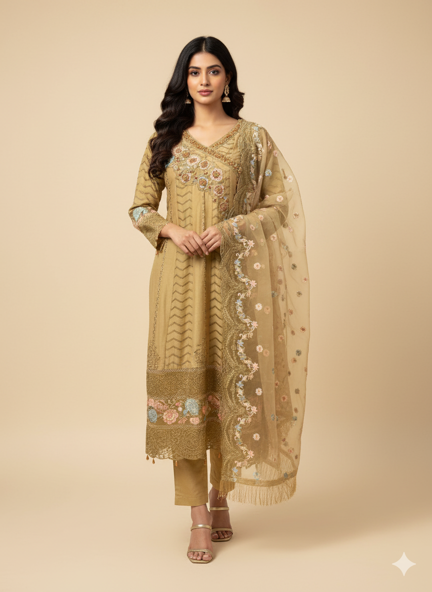Golden 3 piece dress