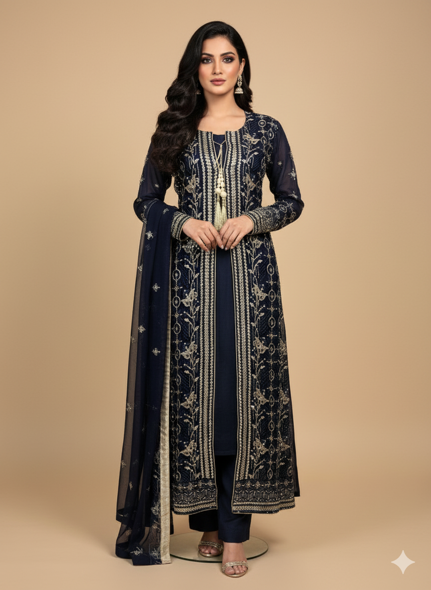 Navy blue long dress