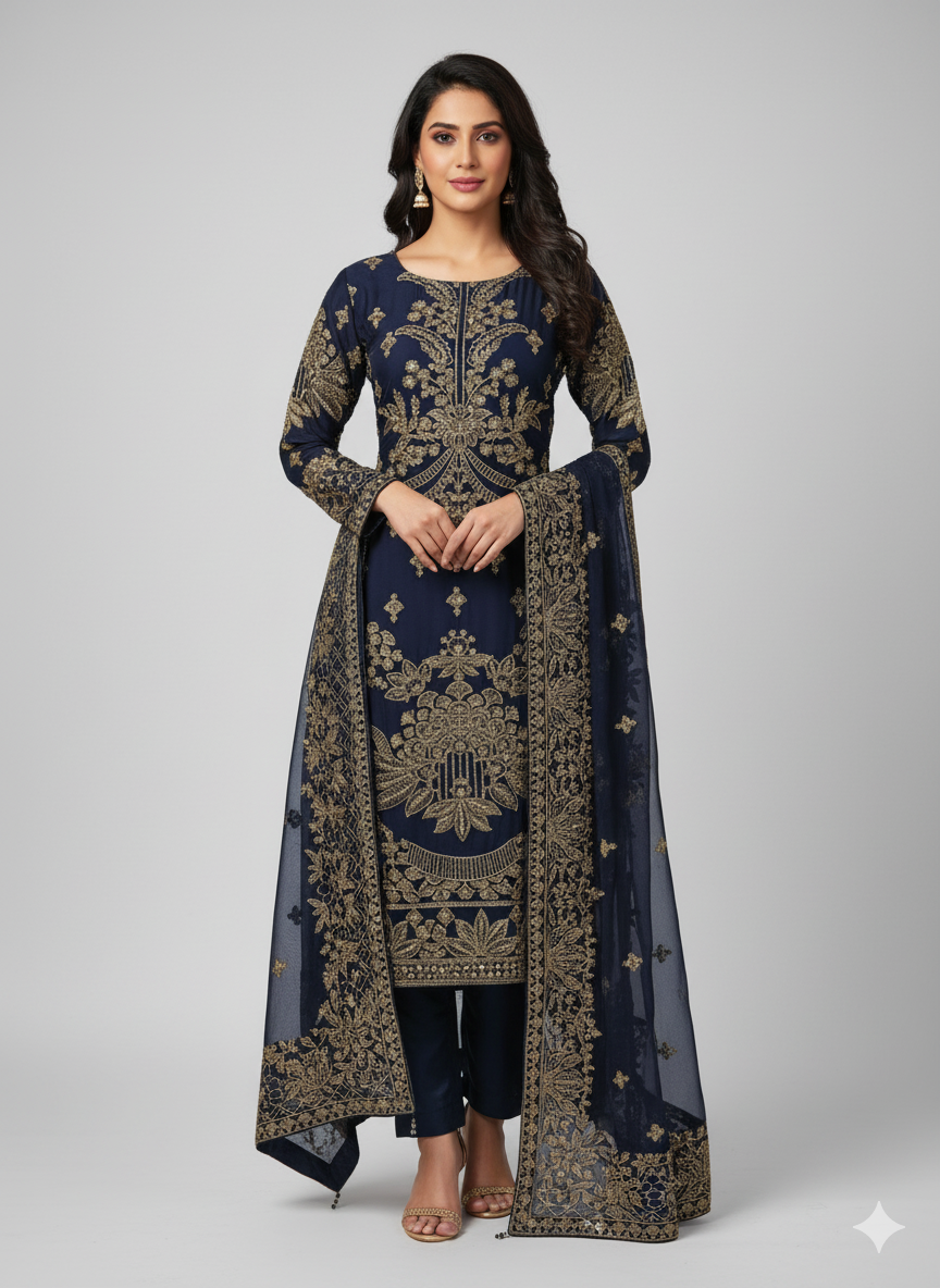Navy blue formal wear