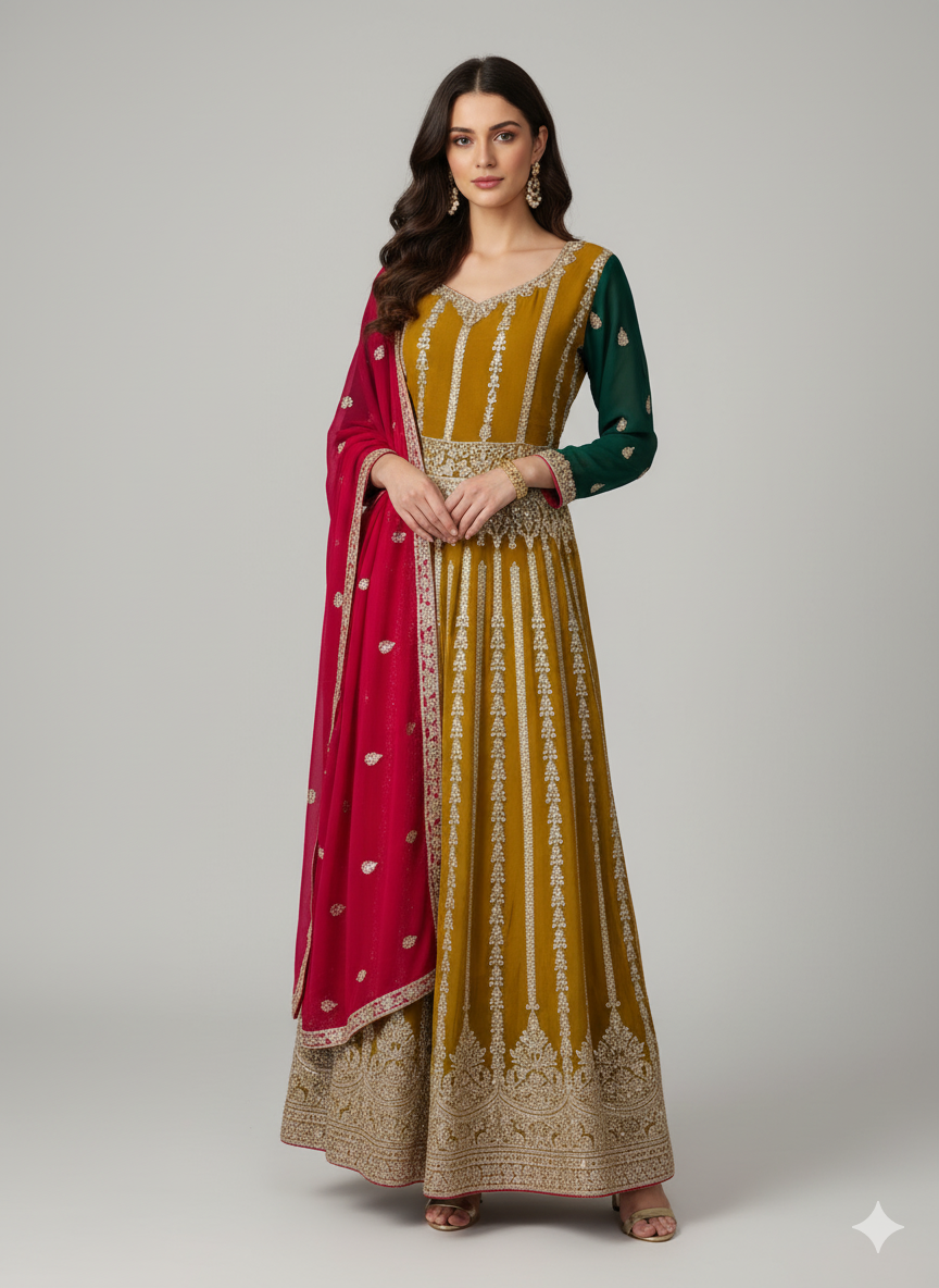 Mustard yellow long dress