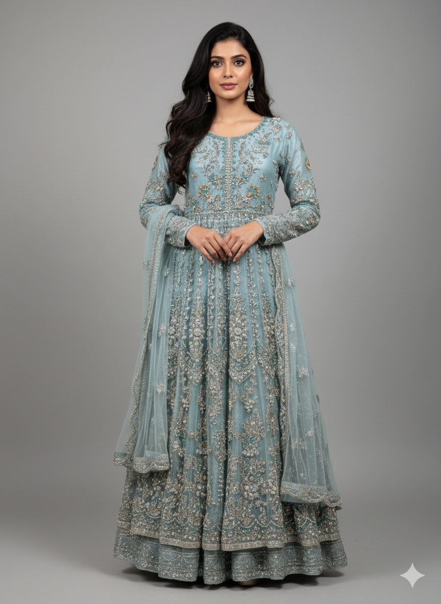 Sky blue formal long dress
