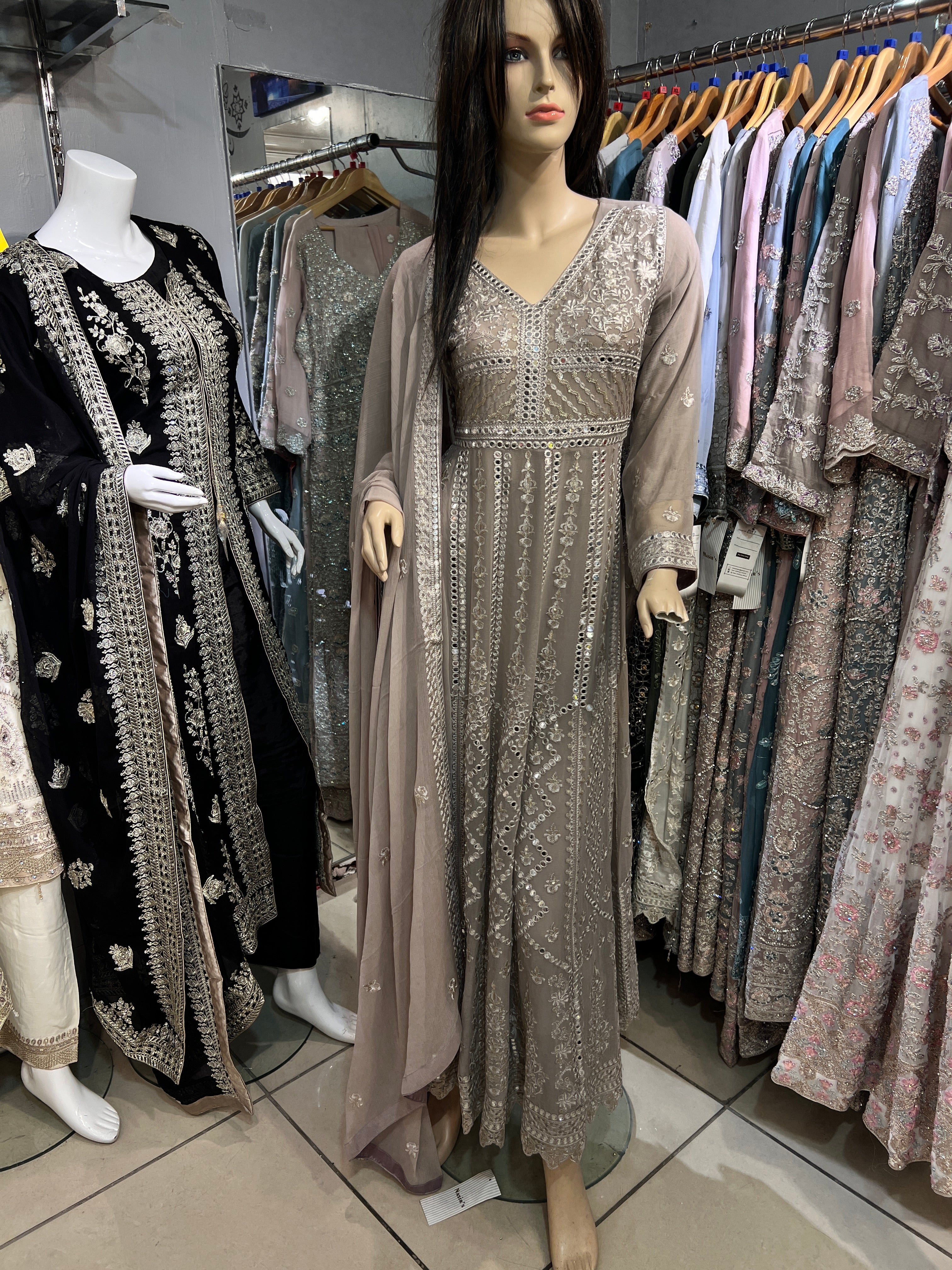 Mirror work long dress