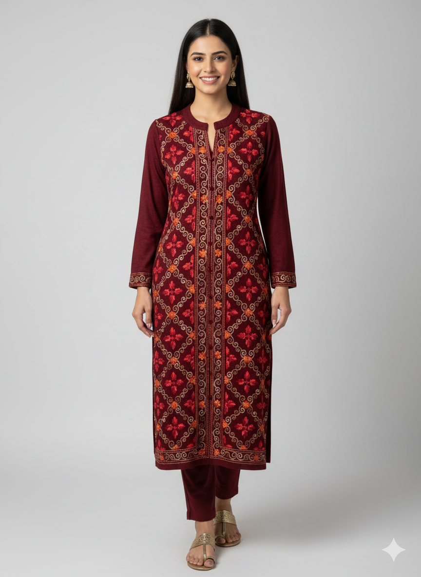 Wool winter maroon suit