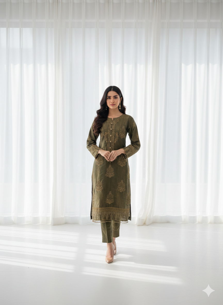Olive color 3 piece formal wear