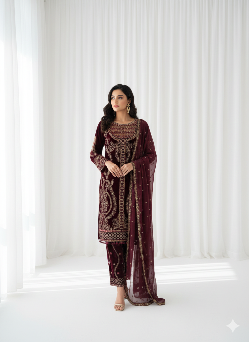 Maroon velvet FW01