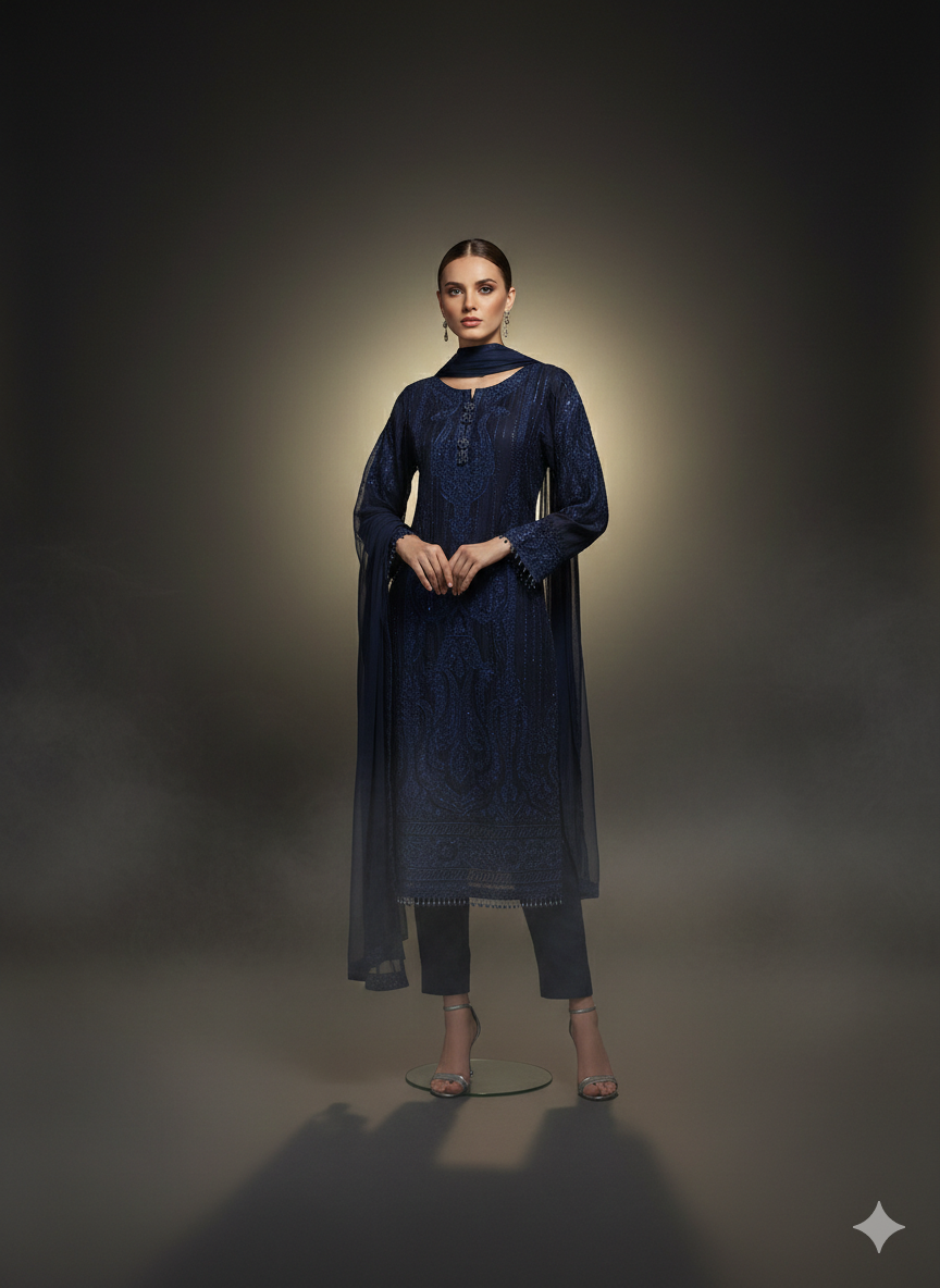 3 piece navy blue suit