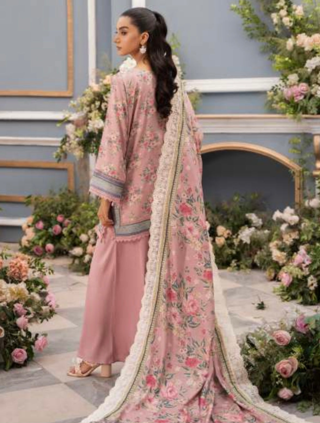 Pink 3 piece stitched winter collection