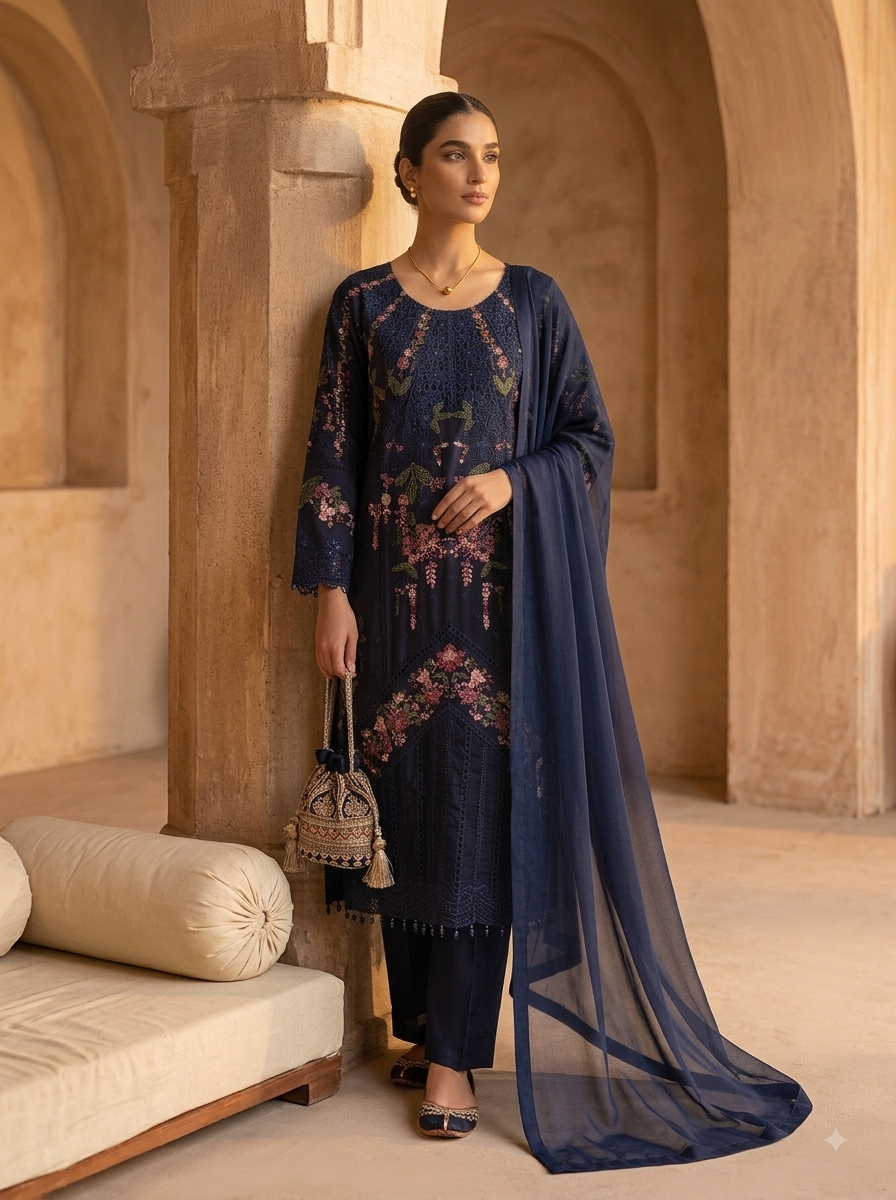 Navy Linen 3pc suit - Collection 2026