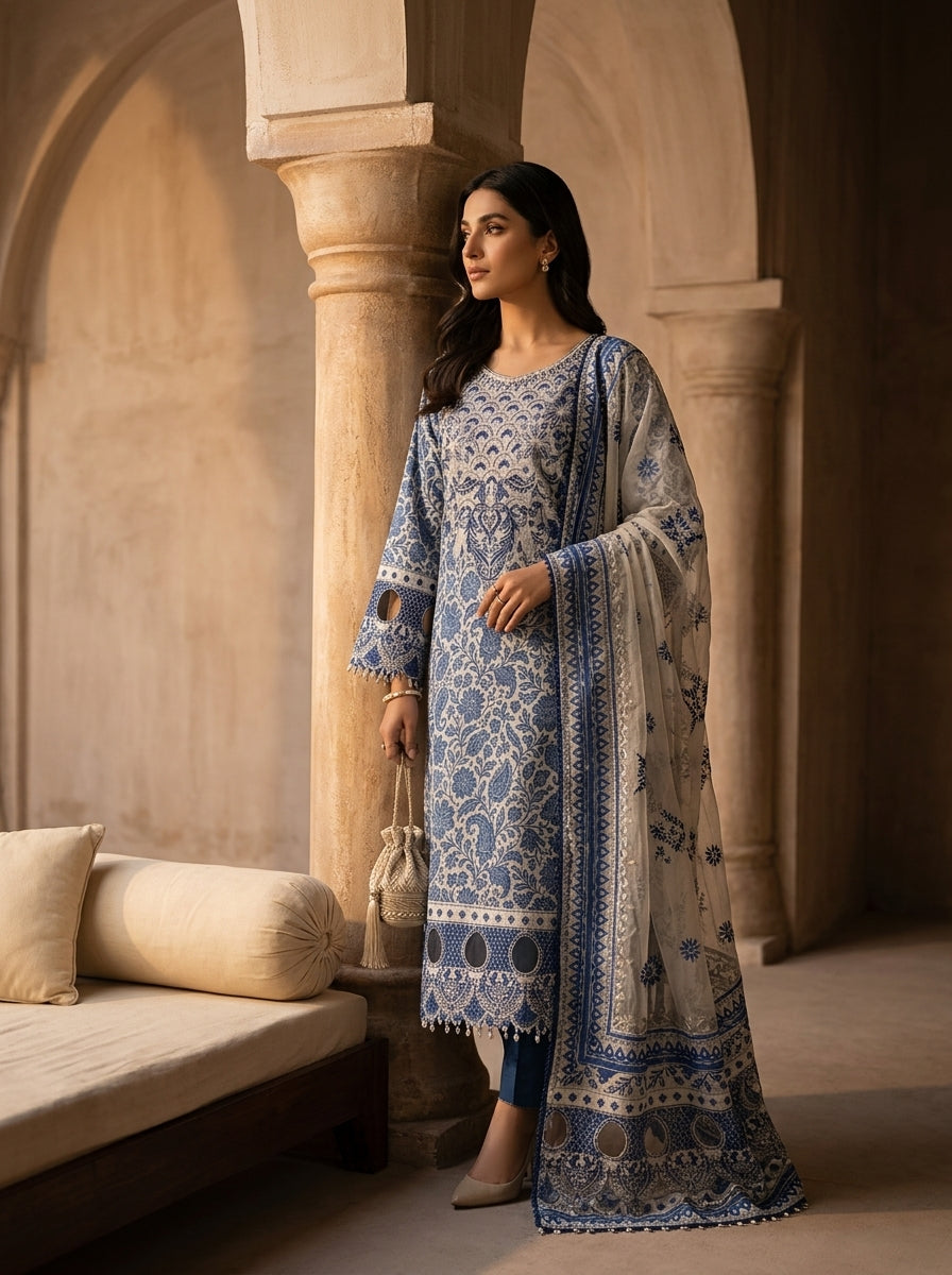 Blue white -3pc 2026 Collection
