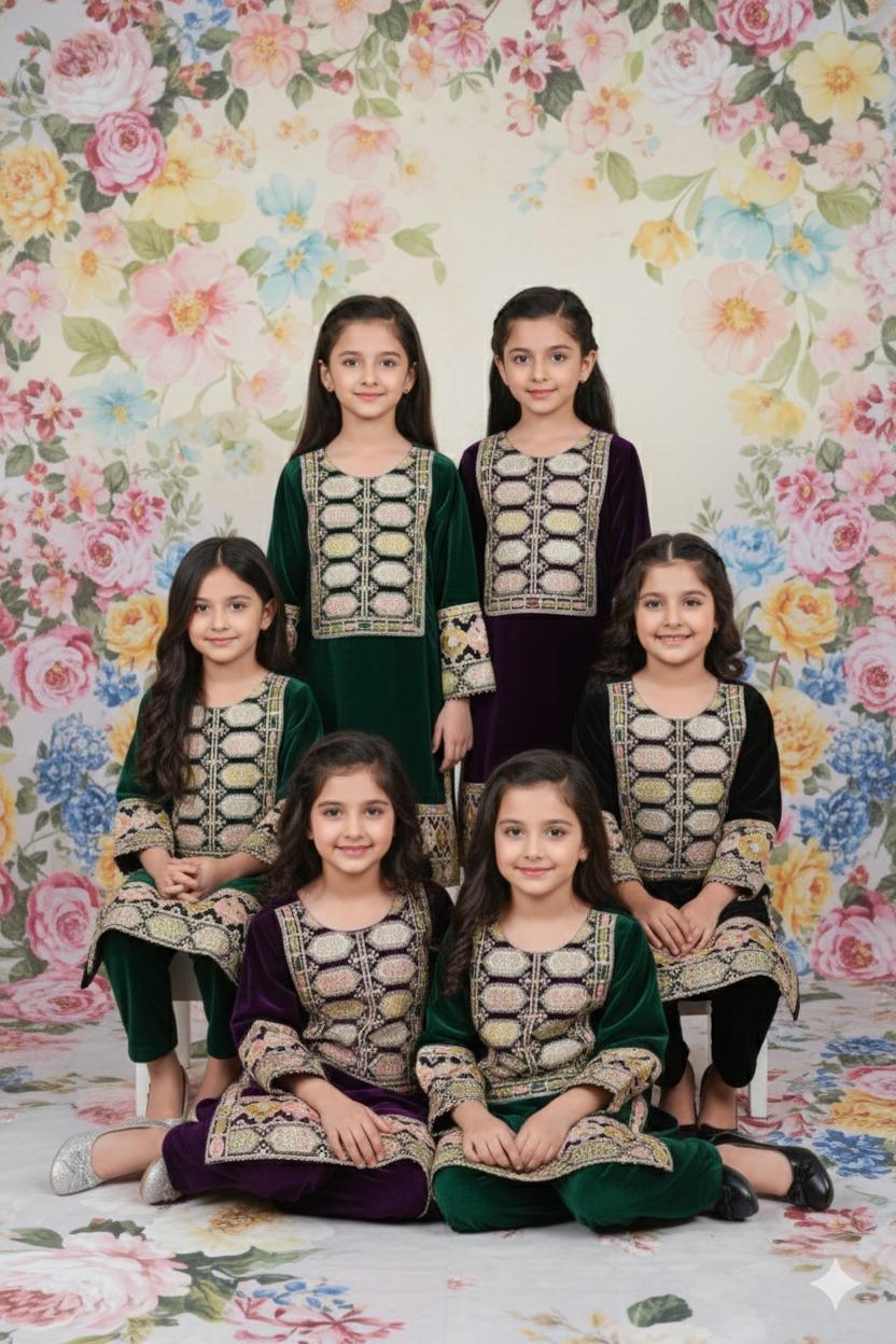 Velvet formal kids wear
